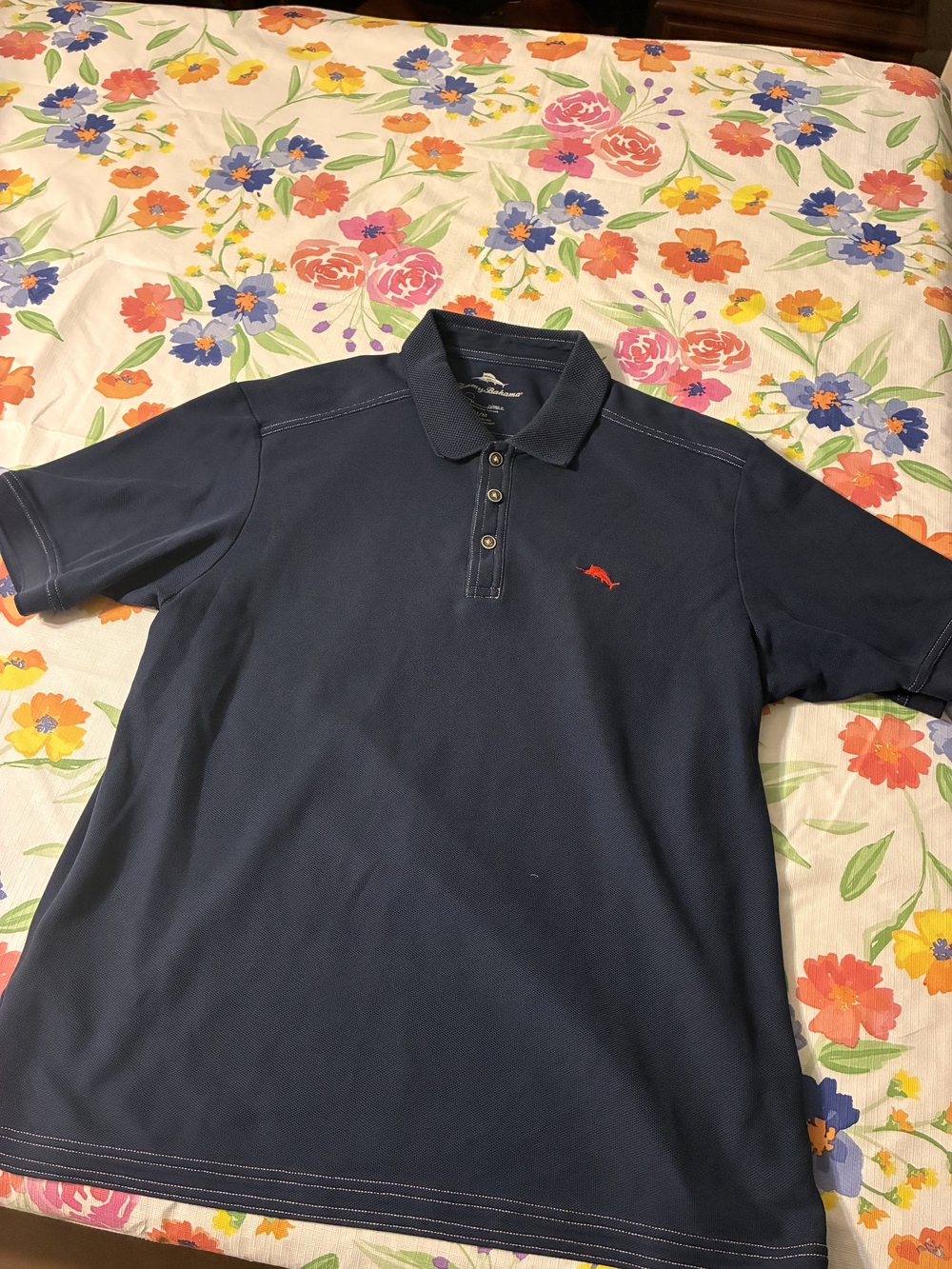 Nautica Men's Navy Polo Shirt with Red Logo